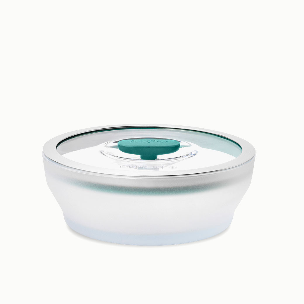 Anyday 4-Cup Glass Round Shallow Dish | 100% Plastic-Free & Nontoxic Food Storage | Microwave Safe for Cooking & Steaming | Frosted
