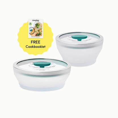 4-Piece Glass Round Dish Set + Cookbooklet Bundle