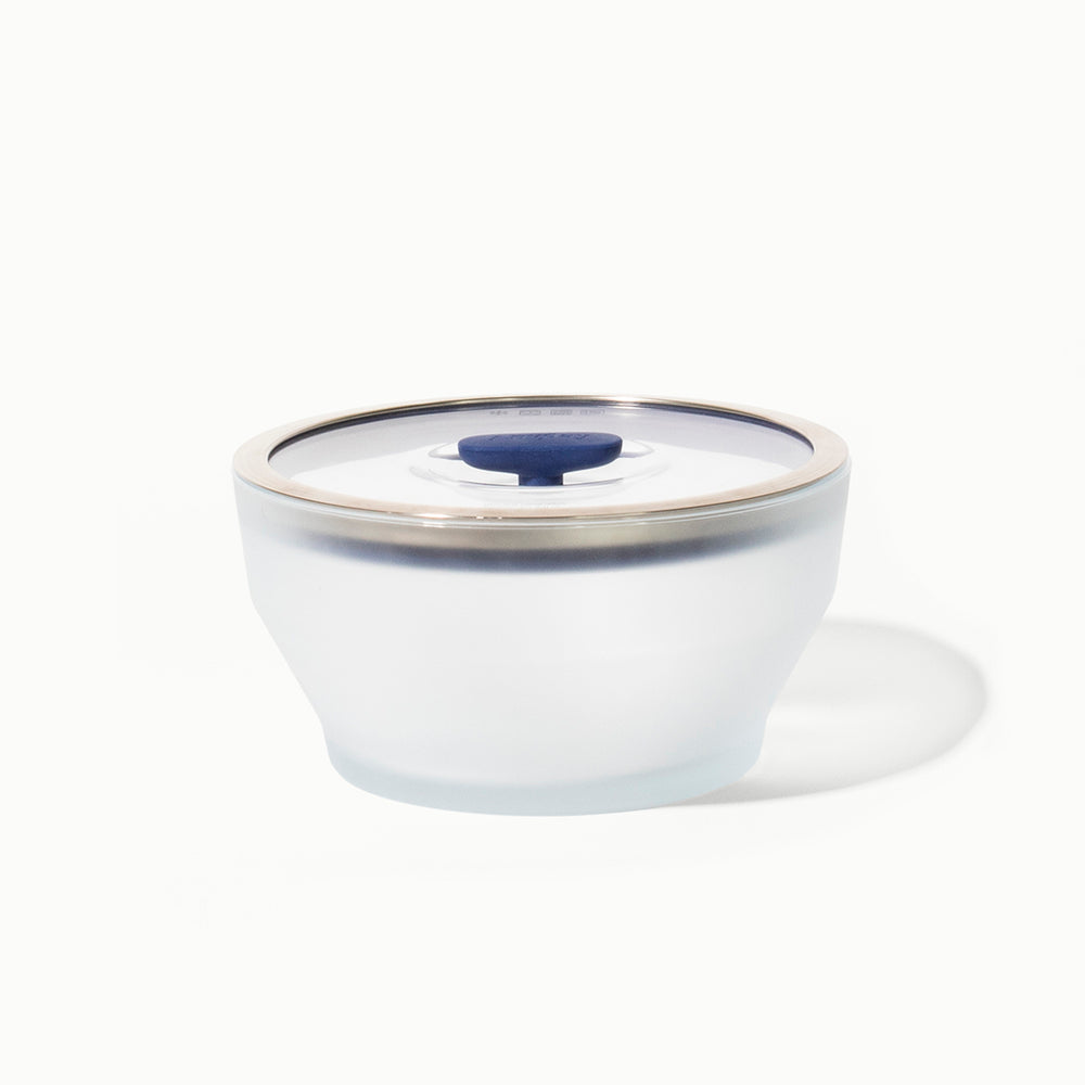 Anyday Nontoxic Microwaveable StorageFrosted Blueberry 8-Cup Glass Round Deep Dish