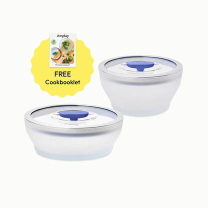 4-Piece Glass Round Dish Set + Cookbooklet Bundle