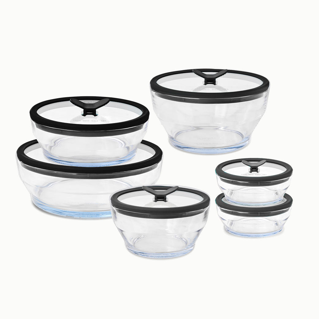 4-Piece Glass Round Dish Set - Frosted, Large