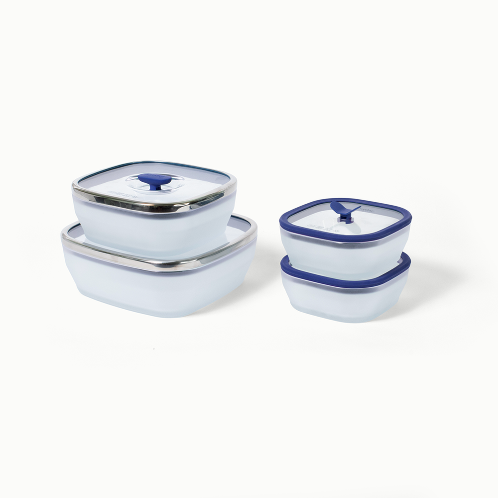 Anyday Blueberry 8-Piece Glass Square Microwave Cookware & Food Storage Set