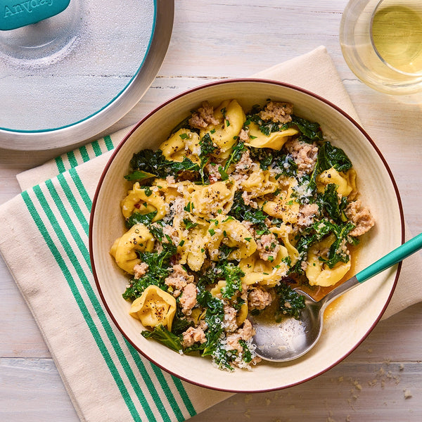 Quick Sausage and Kale Tortellini in the Microwave Anyday