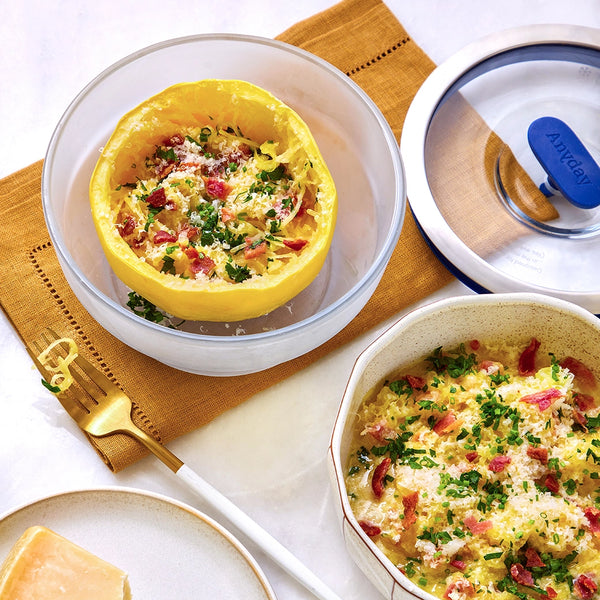 Quick Microwave Spaghetti Squash Carbonara Anyday