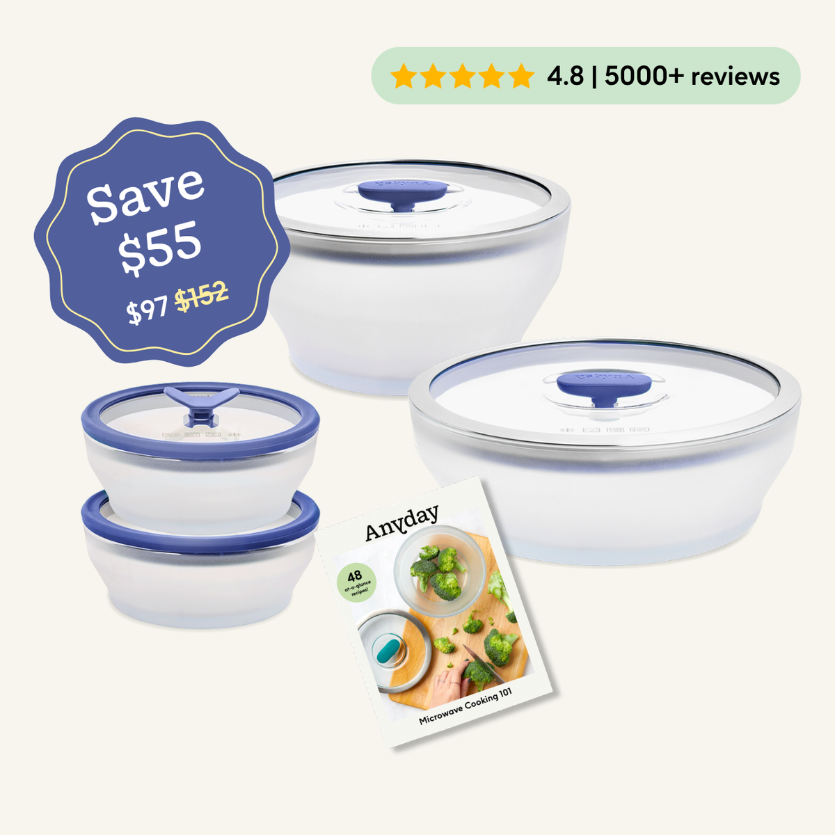 Anyday Starter Set glass dishes and Cookbooklet