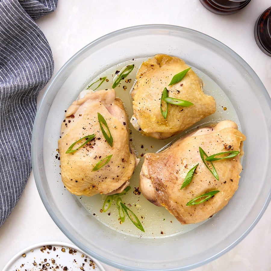 Chicken dinner cooked in an Anyday glass dish