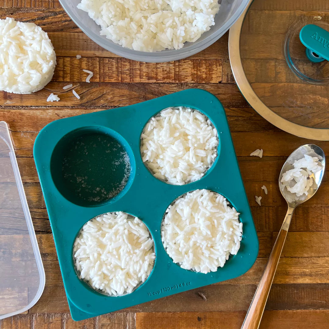 Convenient ready-to-reheat rice or grains made in the glass Anyday dish and portioned in the Anytime Freezer Trays. Featuring perfectly cooked white rice, brown rice, or any other grain from our library, this easy and time-saving recipe delivers quick and nutritious side dishes, perfect for busy days.