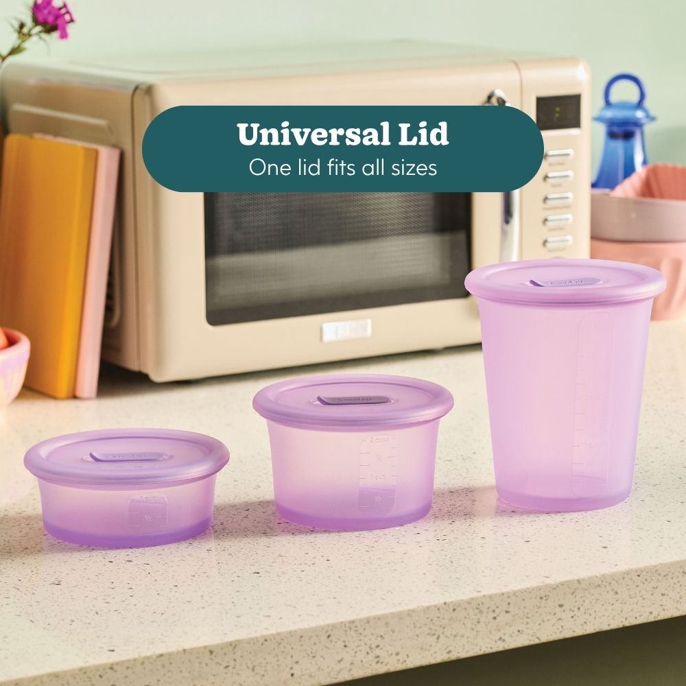 Anydeli one, two and four cup container sizes