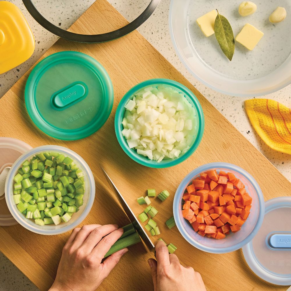 Anydeli reusable containers on a kitchen counter
