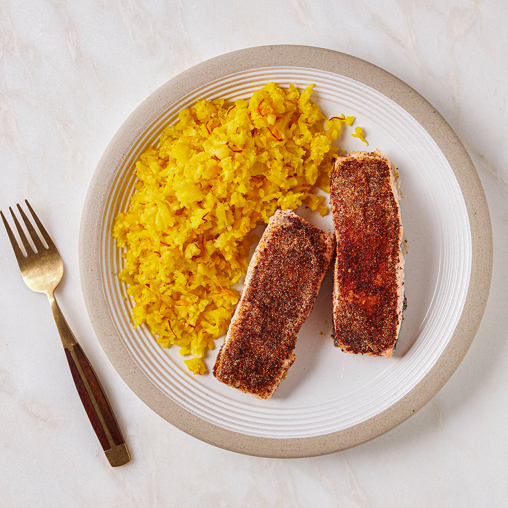 Arash Hashemi’s Salmon with Saffron Cauliflower Mash