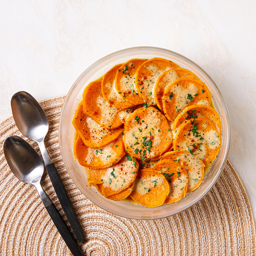 Whole30 Sweet Potato Gratin in the Microwave Anyday